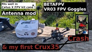 Antenna mod BETAFPV VR03 FPV Goggles | Fits in Cetus series kit case | Crux35 first crash