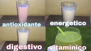 4 Diferentes batidos con yogurh de bulgaro 😋👌 ( Energetico, vitaminico,  digestivo, antioxidante)...