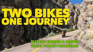 Suzuki DR650 & Moto Guzzi V85TT: Exploring Pocatello’s Hidden Roads!