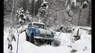 Рождественские покатушки на Москвиче-410Н с мотором от Нивы. Испытание новых 30" шин.