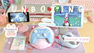 💫 unboxing switch controller (ipad games) 🐾 cat paw thumb grip cap and monitor stand | kawaii mee