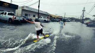 We went wakeboarding in a flood with the Sur Ron!