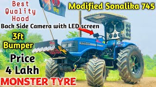 Full Modified Tractor | Sonalika Tractor| Monster Tyre | Heavy Bumper | LED Screen | @RoyalKheti