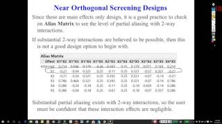 33 D optimal and Alias Optimal Screening Designs