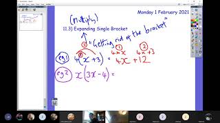 1 February - (11.3) Multiplying a Single Bracket