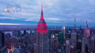 Empire State Building NYC Aerial: Covid 19 Pandemic