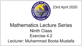 Mathematics Ninth Class - Exercise 4.2