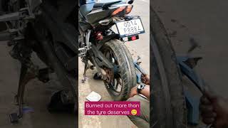 Burned out more than my tyre deserves 🥲 | The Obstinate rider | NS200 #trending #shorts #viral