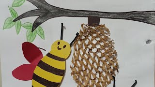 Honey bee craft with paper crash|DIY