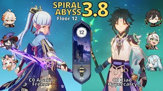 C0 Ayaka Freeze & C0 Xiao Hypercarry | Spiral Abyss 3.8 Floor 12 | Genshin Impact