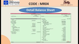 MR04 Detail Balance Sheet | Best for CA and Final account | Tally.ERP9 Detail Balance sheet