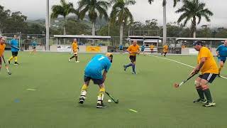 Mens Masters Hockey, Qld over 60 Championships, Rockhampton 2024. White v Yellow.