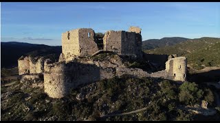 Château Cathare Aguilar vu en drone