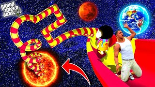 SHINCHAN AND FRANKLIN WENT TO SPACE THROUGH ROAD & TRIED SPIRAL MAZE WATER SLIDE CHALLENGE