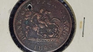 1852 🇨🇦 BANK OF UPPER CANADA 🇨🇦 🏦 BANK TOKEN ONE HALF PENNY 🪙 💰 👍 👌 😃