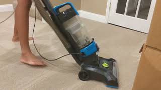 Bissell Powerforce Helix Turbo Rewind Pet (2692) Vacuuming Basement.