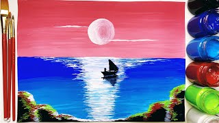 HOW TO PAINT EASY OCEAN VIEW IN POSTER COLOR |#oceanviewpainting #seapainting #postercolorpaint