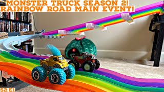 MONSTER TRUCK RAINBOW ROAD MAIN EVENT! | HAWKEYE HAULER’S SECOND MONSTER TRUCK SEASON #diecastracing