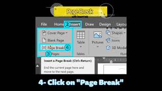 How to insert a Page Break with Insert tab in MS Word