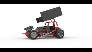 3D printable Vintage Winged Sprint car Scale 1:25 3D model view