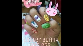 Easter bunny & egg nail design😽🐇🐣