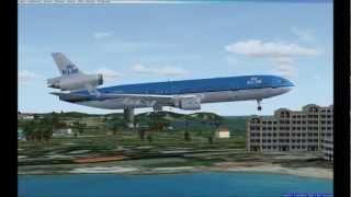 FSX Gameplay PMDG KLM MD-11 Landing at Sint Maarten TNCM [Full HD]