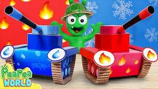 Water vs Fire Elements Tank Toy Battle - Funny Cartoon for kids - Pea Pea World Channel