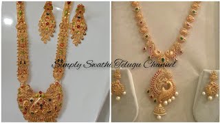 Letest gold necklace and earrings set designs ||gold necklace collection||gold jewellery designs