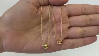 Corrente elo 1x1 com pingente bola dourado semijoia folheada a ouro 18k