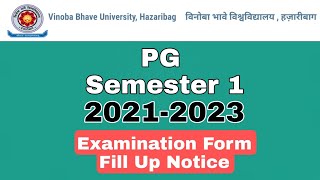 VBU PG Semester 1 2021-2023 Examination Form Fillup Notice