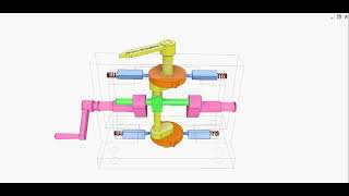 Spatial linkage for angular transmission (90 degrees) 2