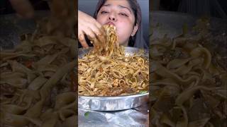 ASMR eating spicy chicken chinese gravy noodles ad crispy rice paper rolls, KFC chicken