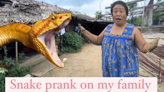 Snake prank on my family//went back to village cause I missed my family