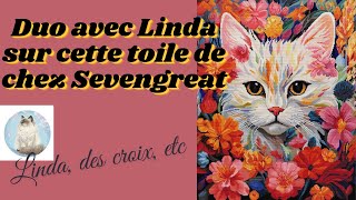 Duo avec @Lindadescroixetc sur cette magnifique toile chat #sevengreat #crossstitch