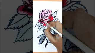 Easy Rose Drawing with Watercolor🌹 #shorts