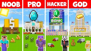 Minecraft SECURE BANK BUILD CHALLENGE - NOOB vs PRO vs HACKER vs GOD / Animation