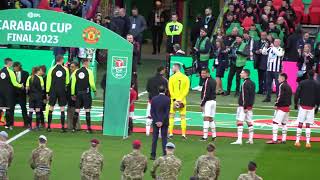 2022/23 Carabao Cup Final: Manchester United 2-0 Newcastle United - Players sponsor introduction