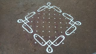 Beautiful beginners kambi kolam | 11 x 1 dots very easy sikku kolam | SathyaSelva Arts