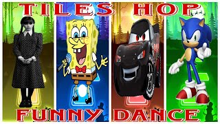 Wednesday Addams Vs SpongeBob Vs EVIL Vs Sonic Tiles Hop Coffin Dance