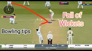 Real cricket 22 test match bowling tips||Fall of wickets||Ind vs Aus