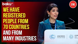 Nigar Arpadarai speaks at the COP29 Business, Investment and Philanthropies Climate Platform