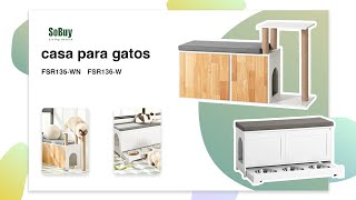 SoBuy Casa para gatos | Arenero para gatos | Caja de arena para gatos | Caseta gato | FSR135-WN