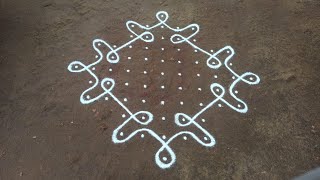 11 x 1 dots karthigai madha beautiful kambi kolam | easy simple sikku kolam | SathyaSelva Arts