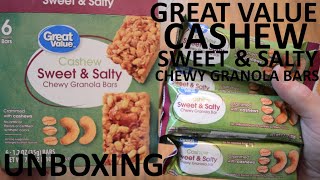 Unboxing Great Value Cashew Sweet & Salty Chewy Granola Bars 6 Bars Box