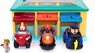 Garage Lock & Key Car Toys - Kids Learn colors & sizes w/Paw Patrol Vehicles