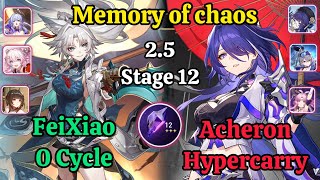 E0S0 FeiXiao 0 Cycle & E0S0 Acheron Hypercarry Memory of chaos stage 12 Clear / HSR