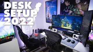 Desk Setup Tour 2022 // ultrawide, sim rig, monitor light, mechanical keyboards + more