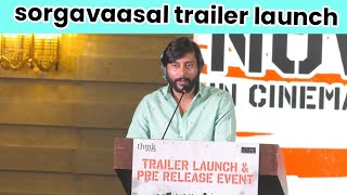 sorgavaasal trailer launch rj balaji speech at sorgavaasal trailer launch