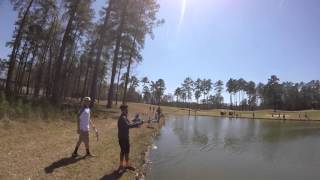 Big bass fishing at golf course pond