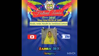 Festival Lomba |Online| 2021-Lomba Kreasi- Bernyanyi- Zahra (B3)- KB/RA AL AMIN KRA